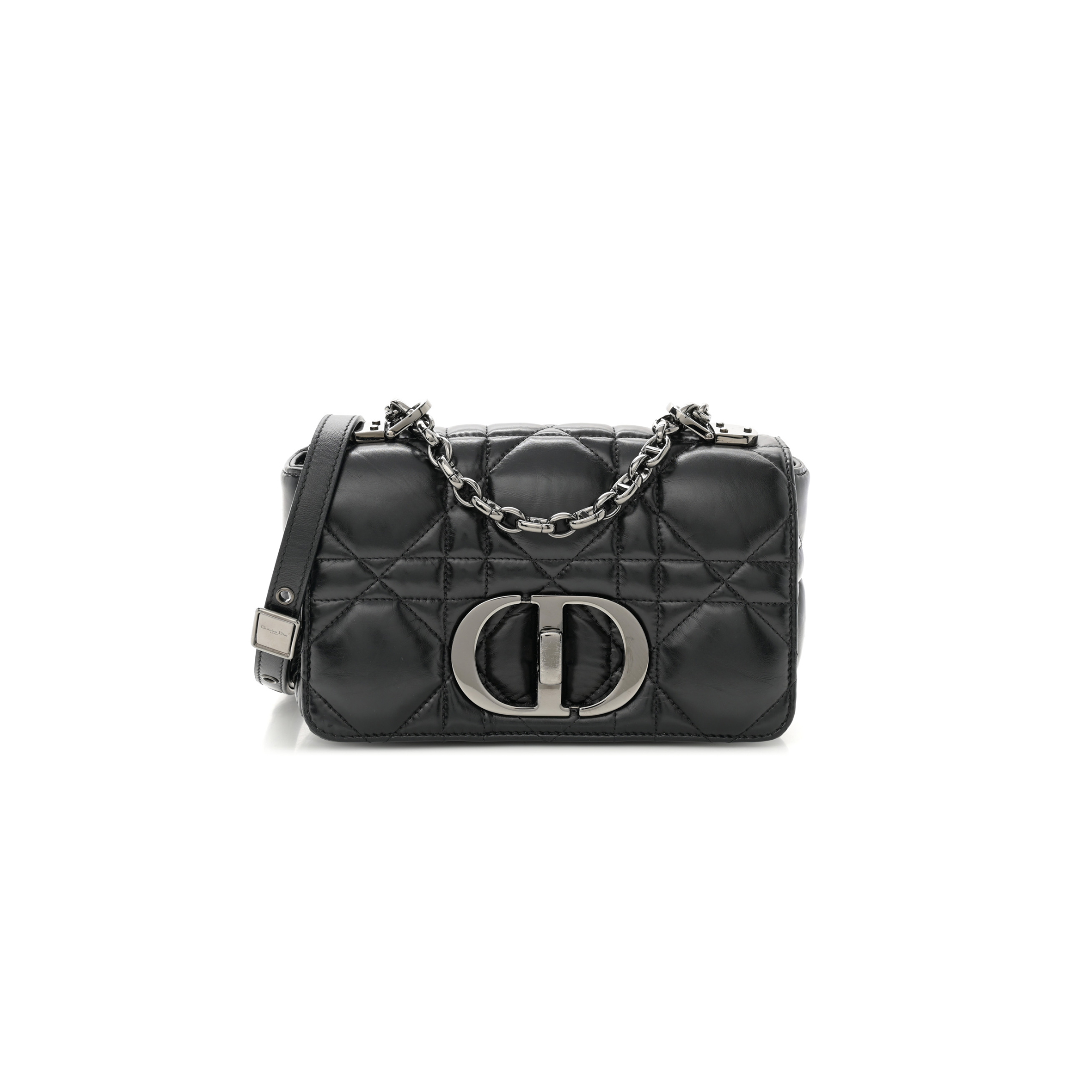 D*or calfskin macrocannage small caro bag black (20*12*7cm)